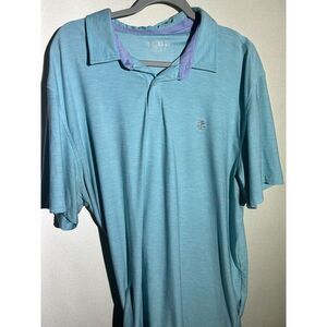 IZOD Golf Polo Shirt Men's Extra Large XL Teal Blue Plaid